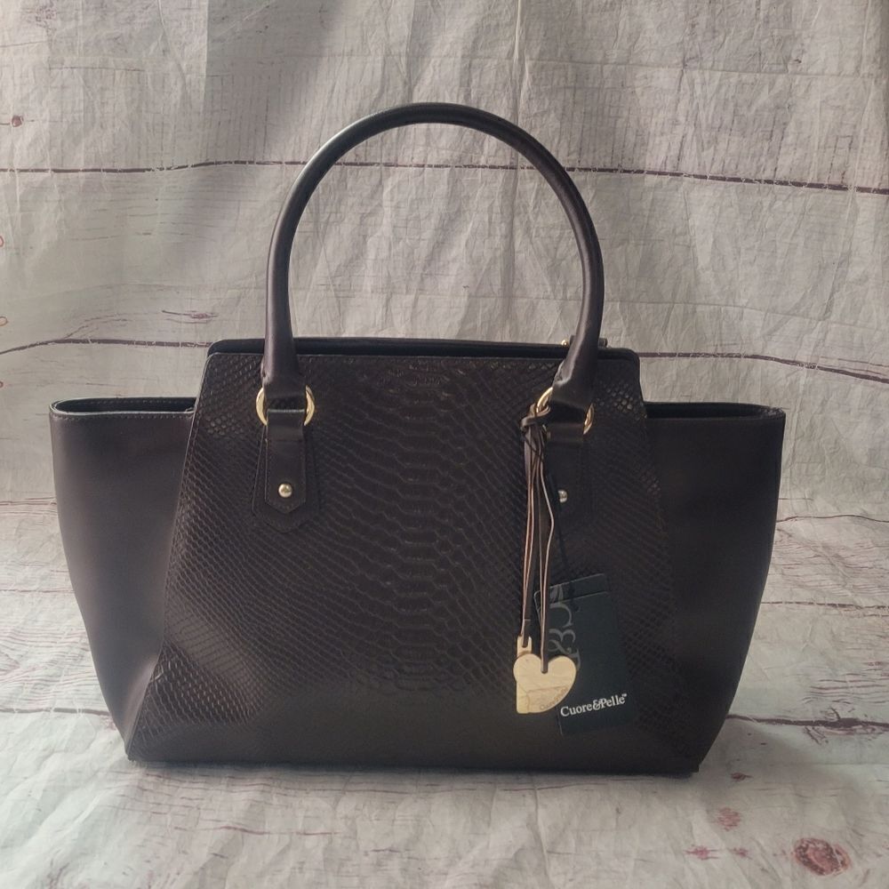 Cuore & Pelle Musette‎ Carryall Leather Satchel NWT